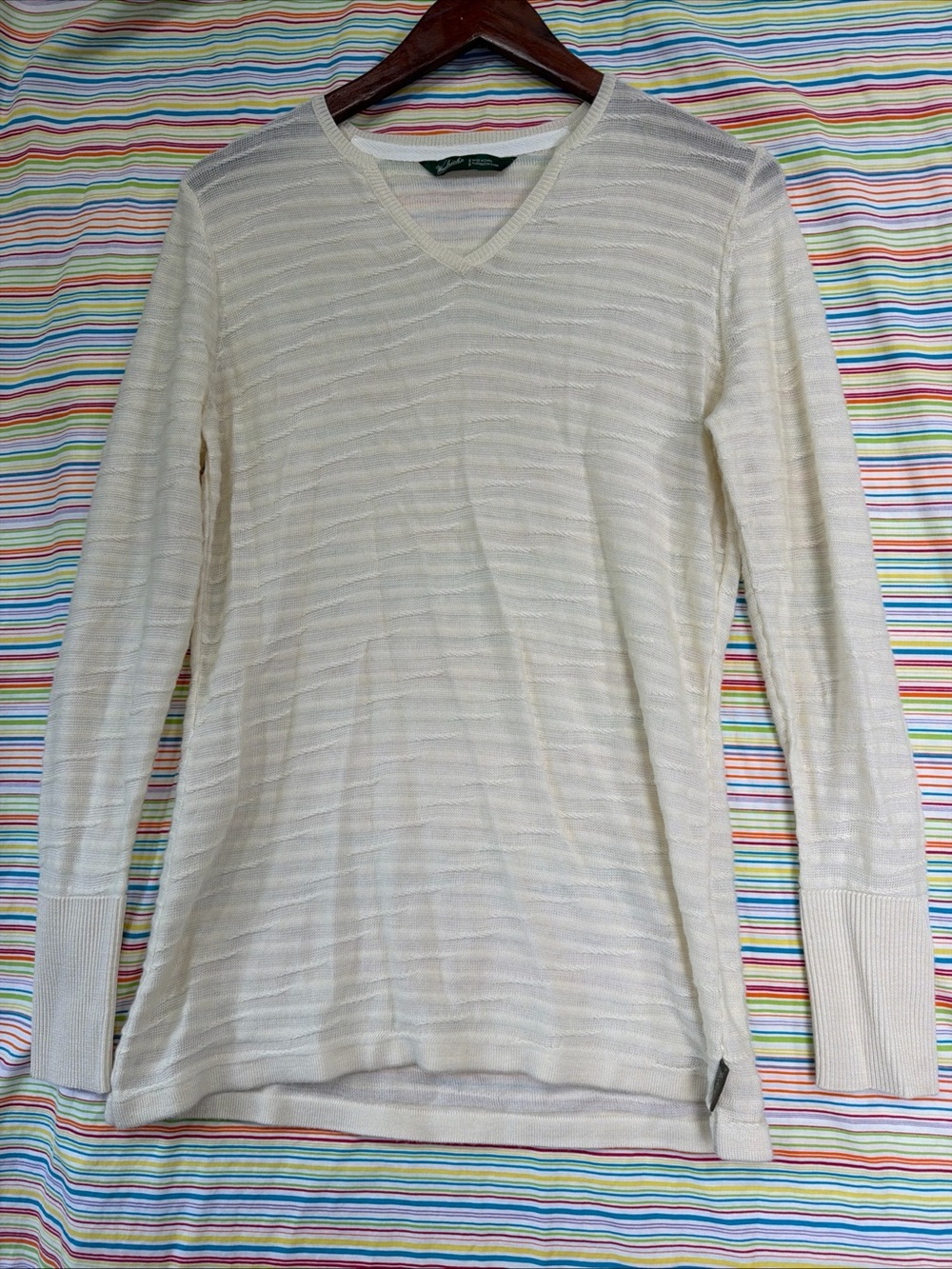 Woolrich Light Sweater Womens Size Medium Off White Long Tunic Top Sheer Mesh M